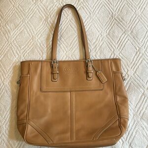 Coach Genuine Leather tan Tote Bag with original hang tag and adjustable straps